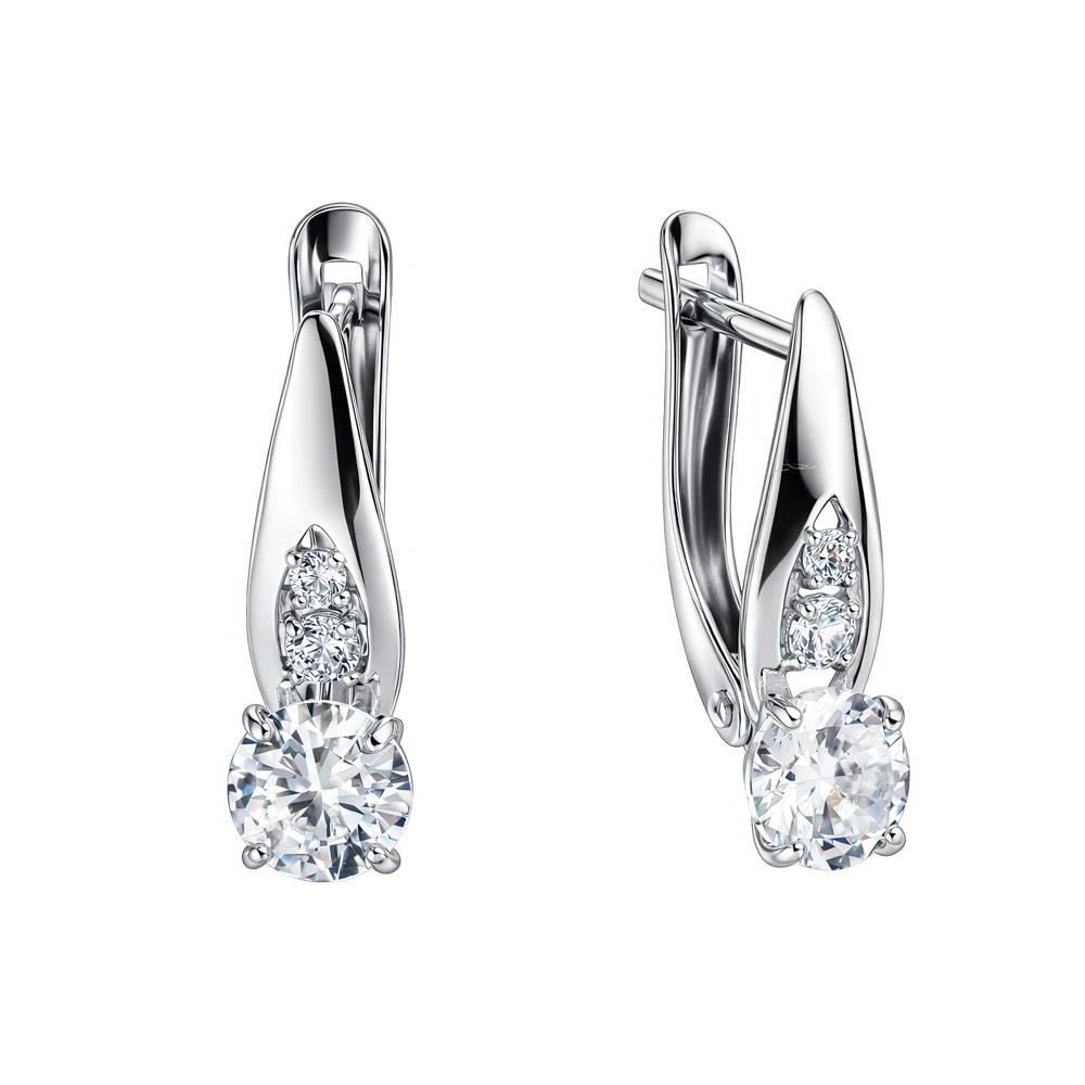 Серьги с фианитами из серебра 925 пробы 1