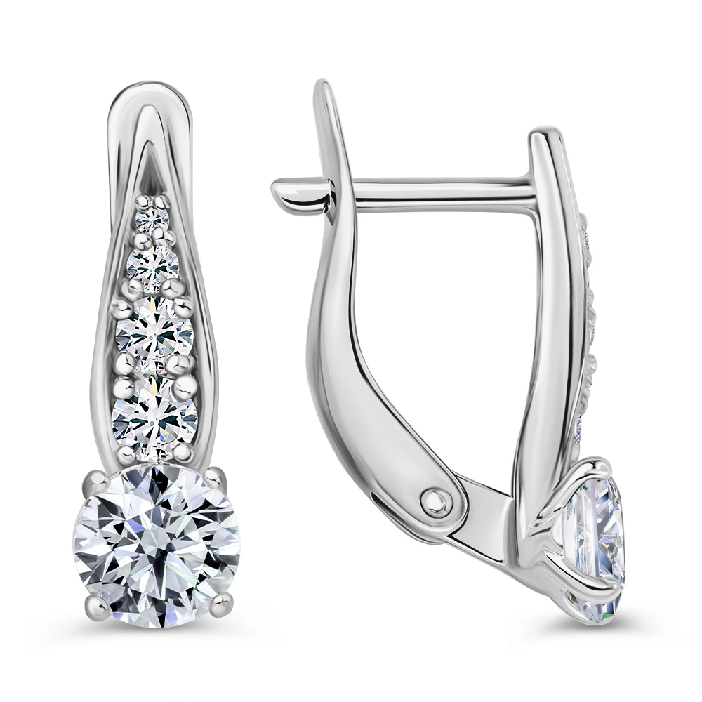 Серьги с фианитами из серебра 925 пробы 3