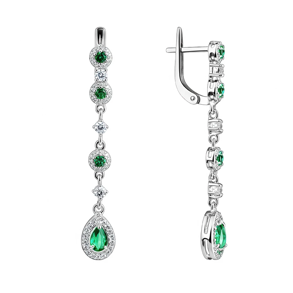 Серьги с фианитами из серебра 925 пробы