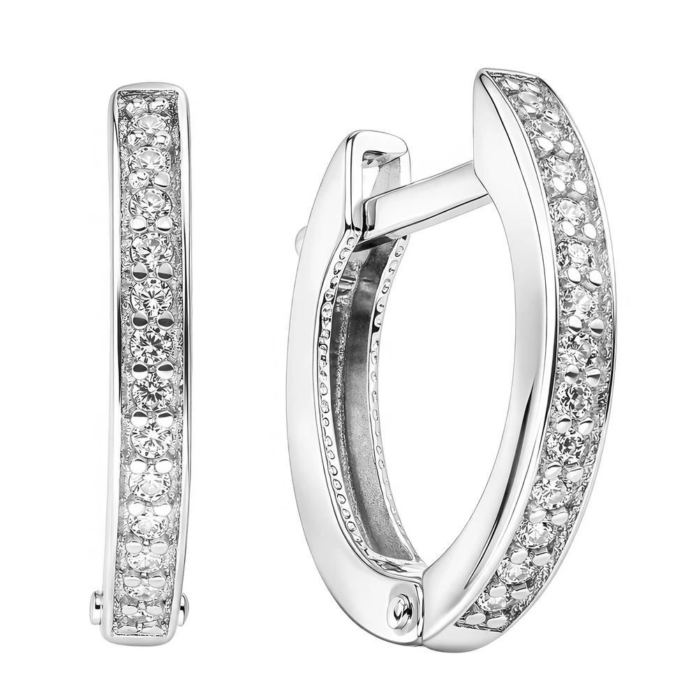 Серьги с фианитами из серебра 925 пробы