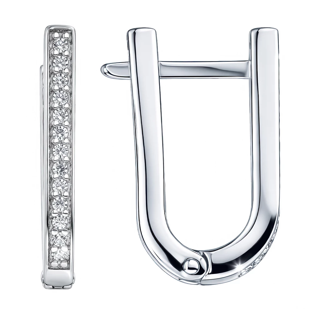 Серьги с фианитами из серебра 925 пробы 3