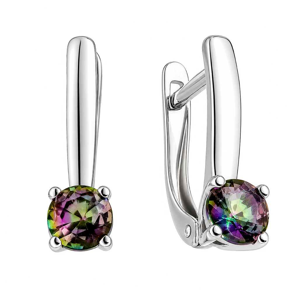 Серьги с фианитами из серебра 925 пробы