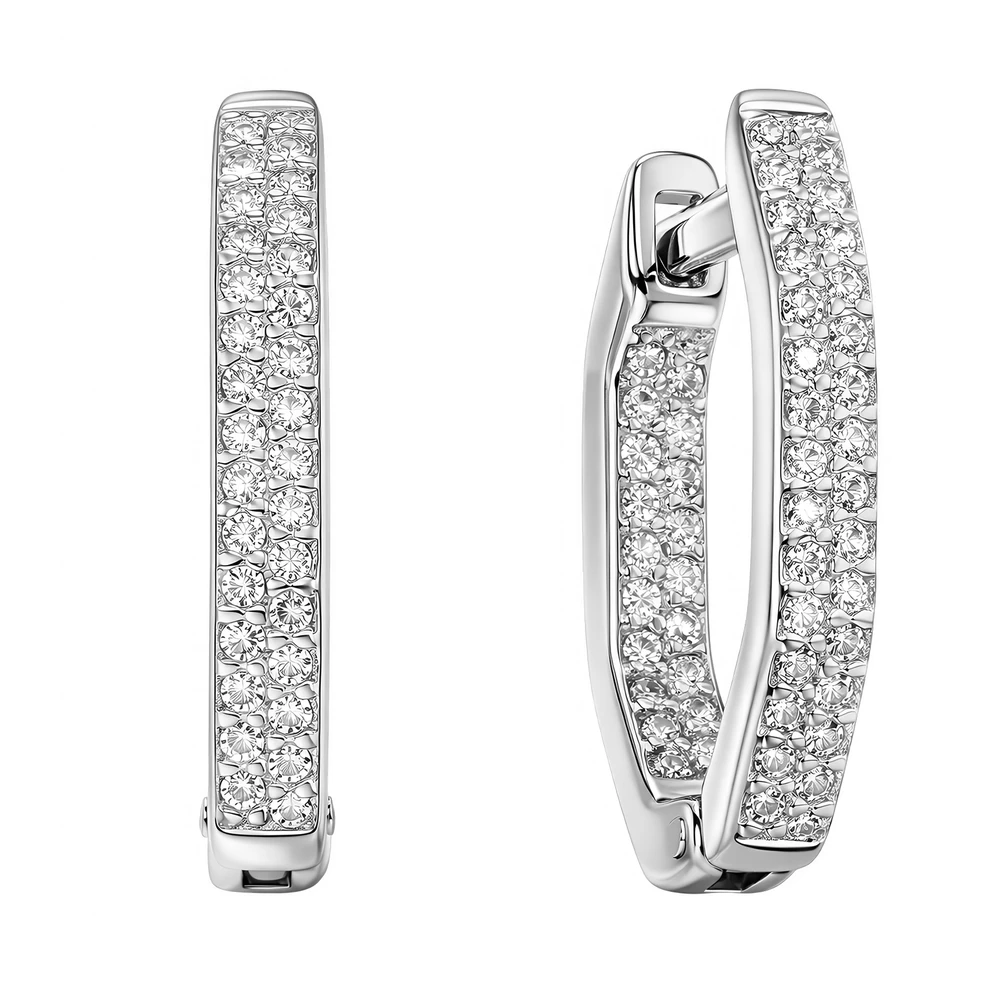 Серьги с фианитами из серебра 925 пробы
