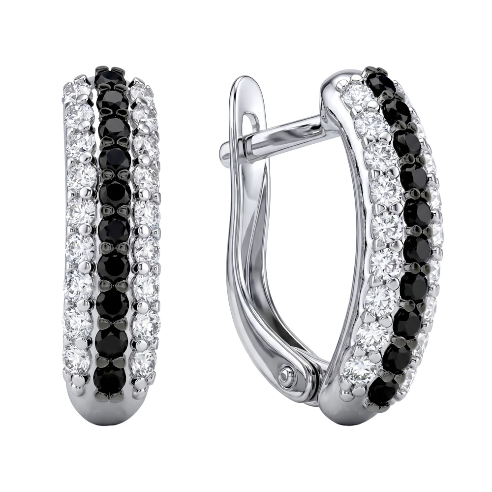 Серьги с фианитами из серебра 925 пробы