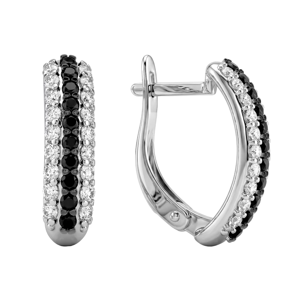 Серьги с фианитами из серебра 925 пробы