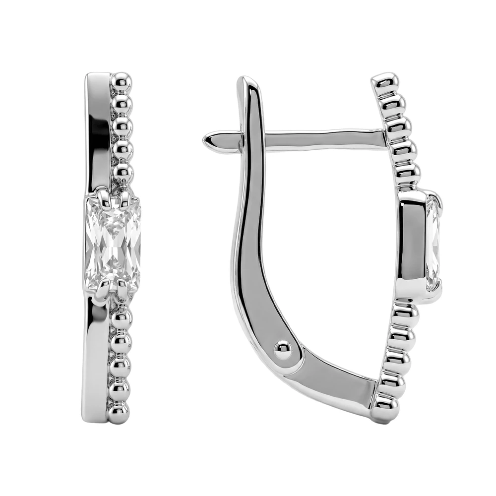 Серьги с фианитами из серебра 925 пробы