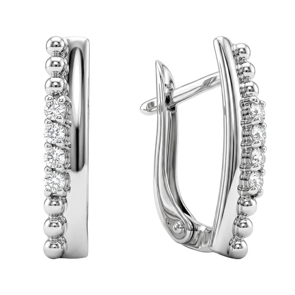 Серьги с фианитами из серебра 925 пробы