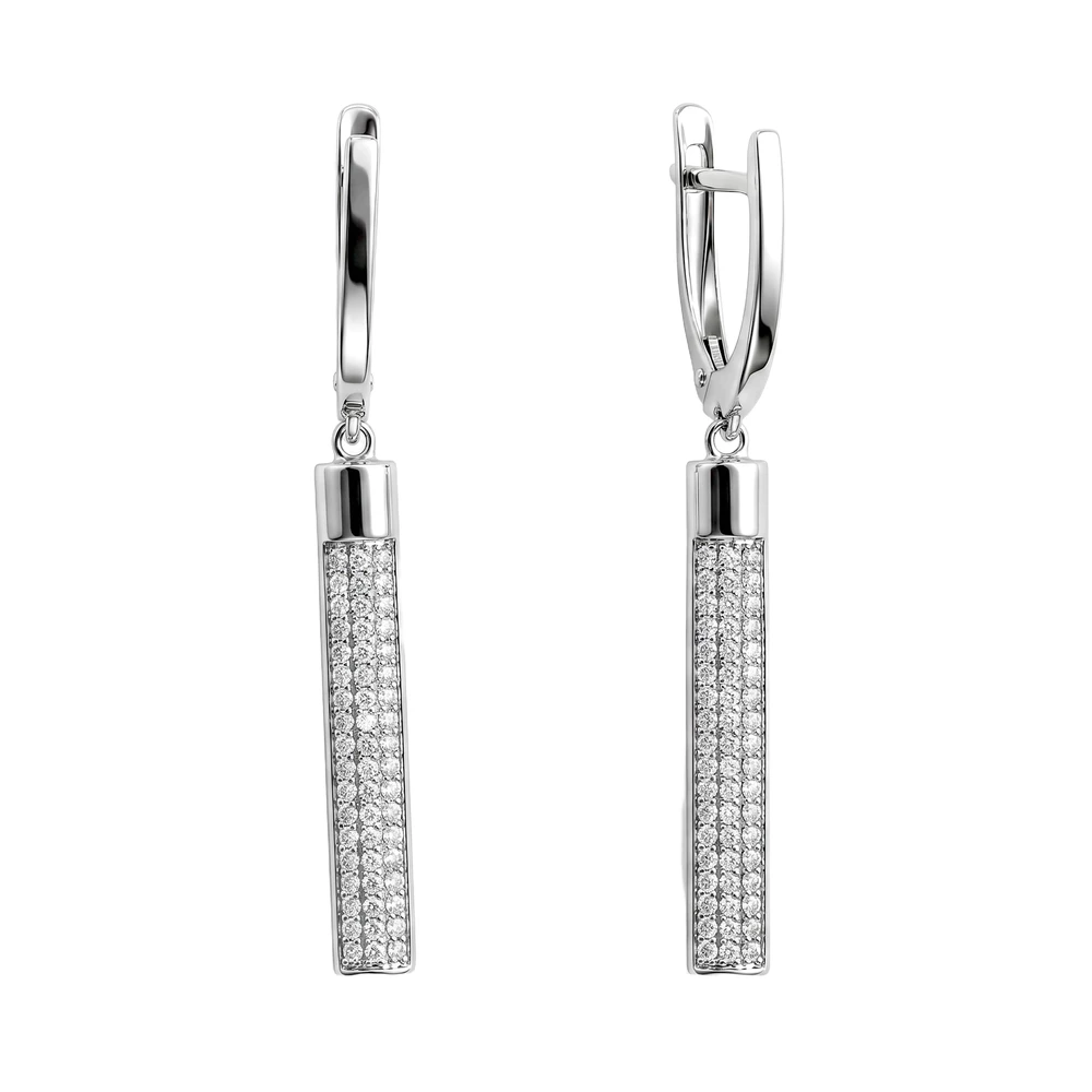 Серьги с фианитами из серебра 925 пробы