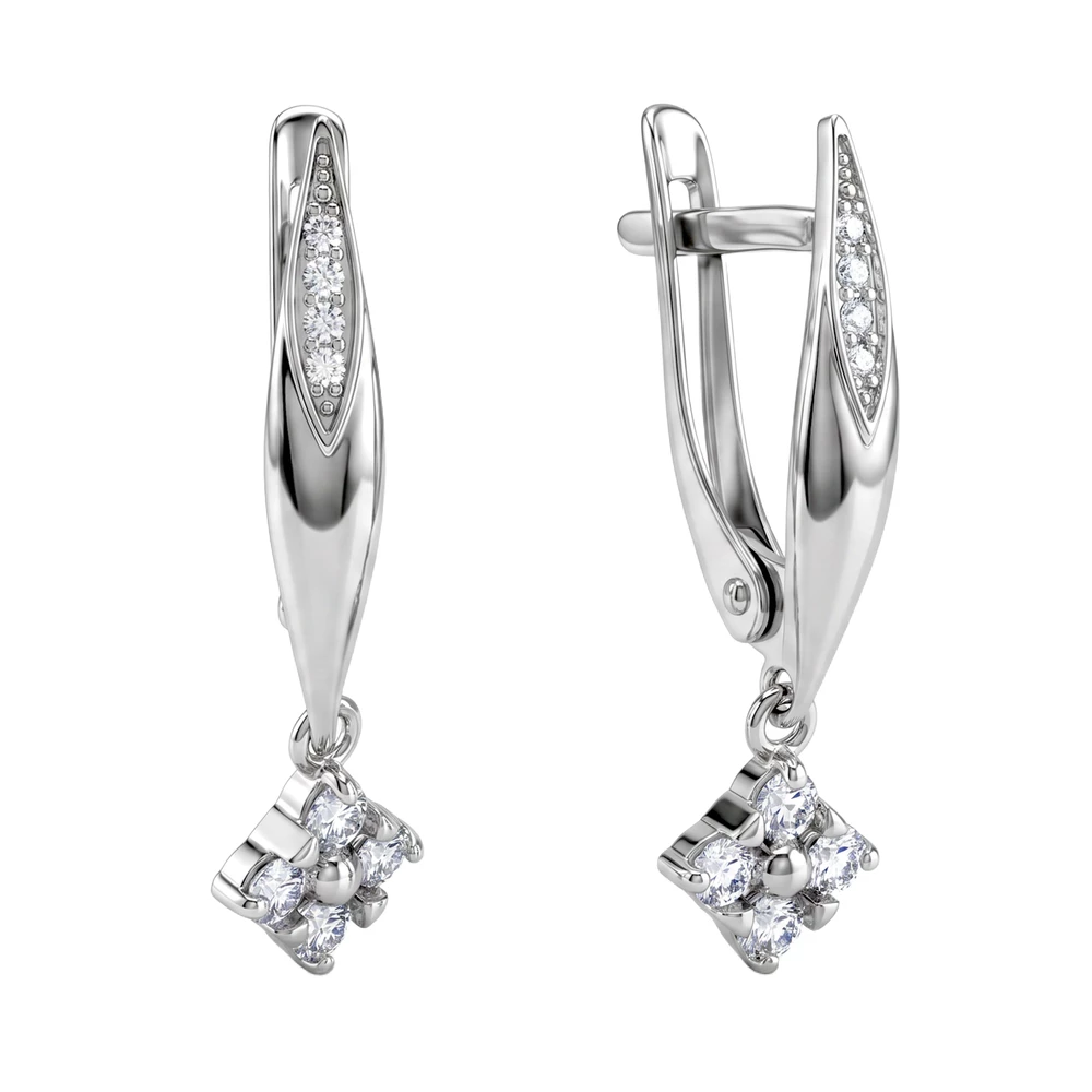 Серьги с фианитами из серебра 925 пробы