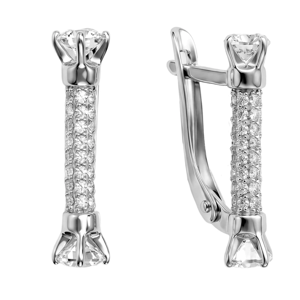 Серьги с фианитами из серебра 925 пробы 2