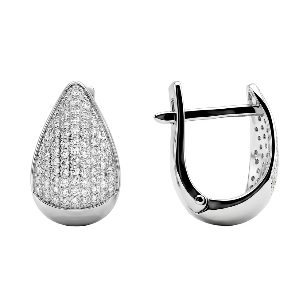 Серьги с фианитами из серебра 925 пробы