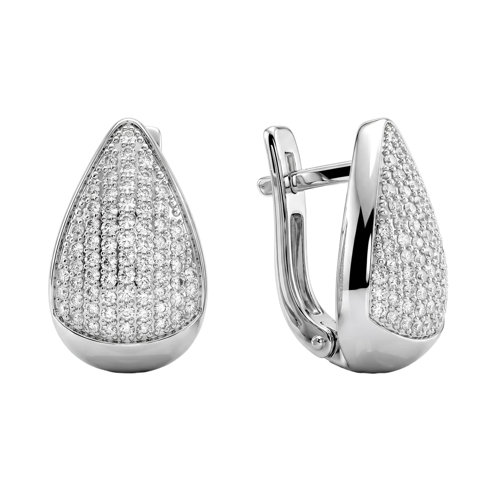 Серьги с фианитами из серебра 925 пробы