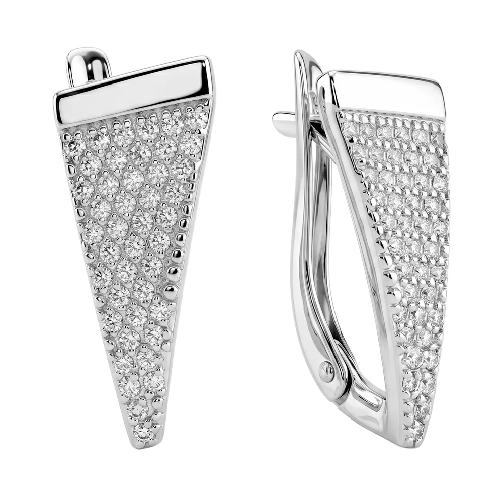 Серьги с фианитами из серебра 925 пробы