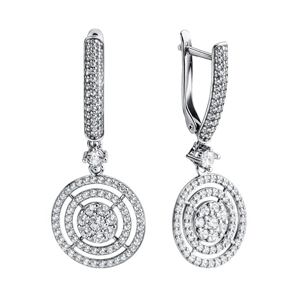 Серьги с фианитами из серебра 925 пробы
