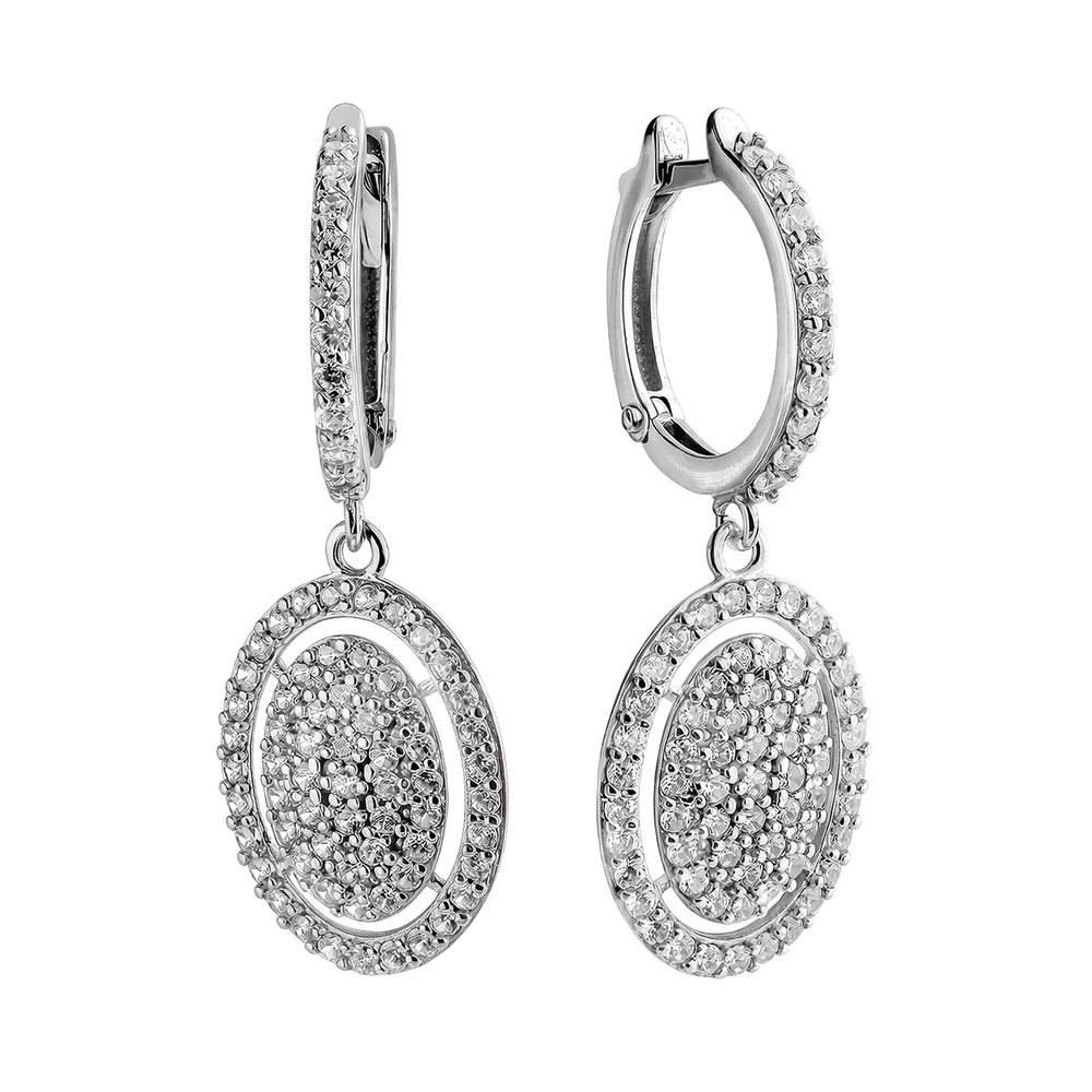Серьги с фианитами из серебра 925 пробы