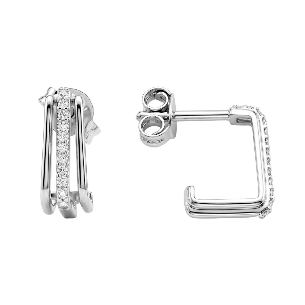 Серьги с фианитами из серебра 925 пробы