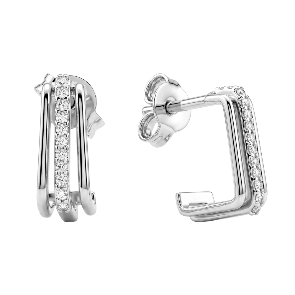 Серьги с фианитами из серебра 925 пробы