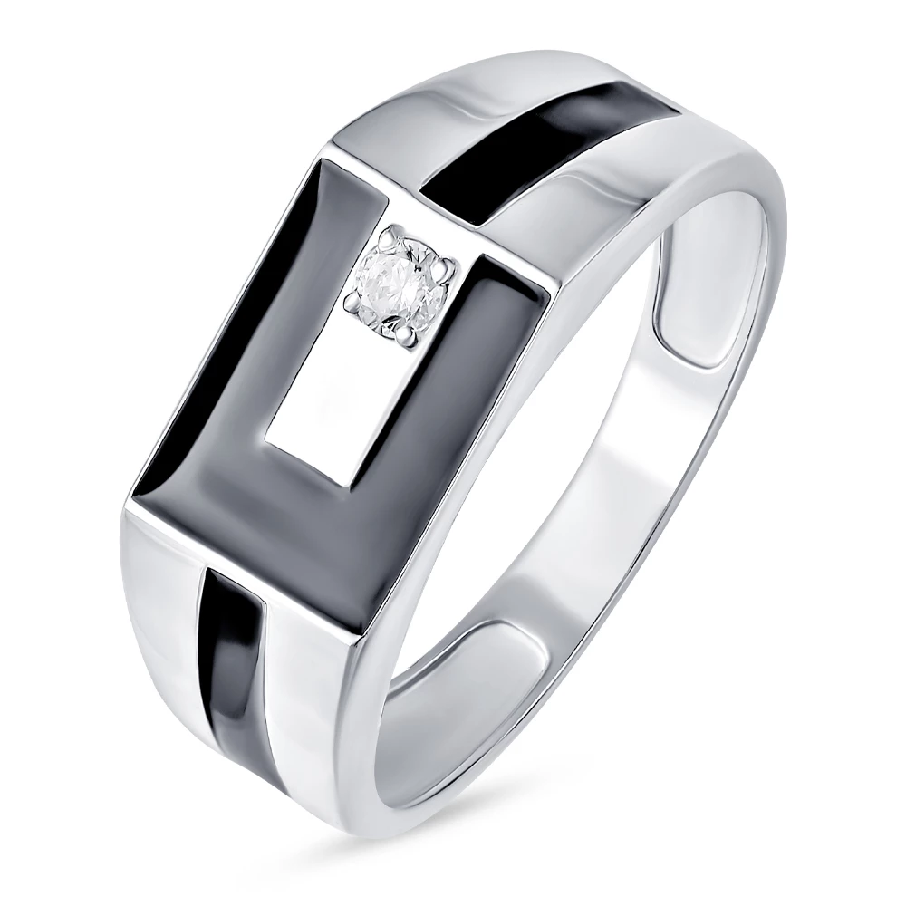 Кольцо с фианитом из серебра 925 пробы