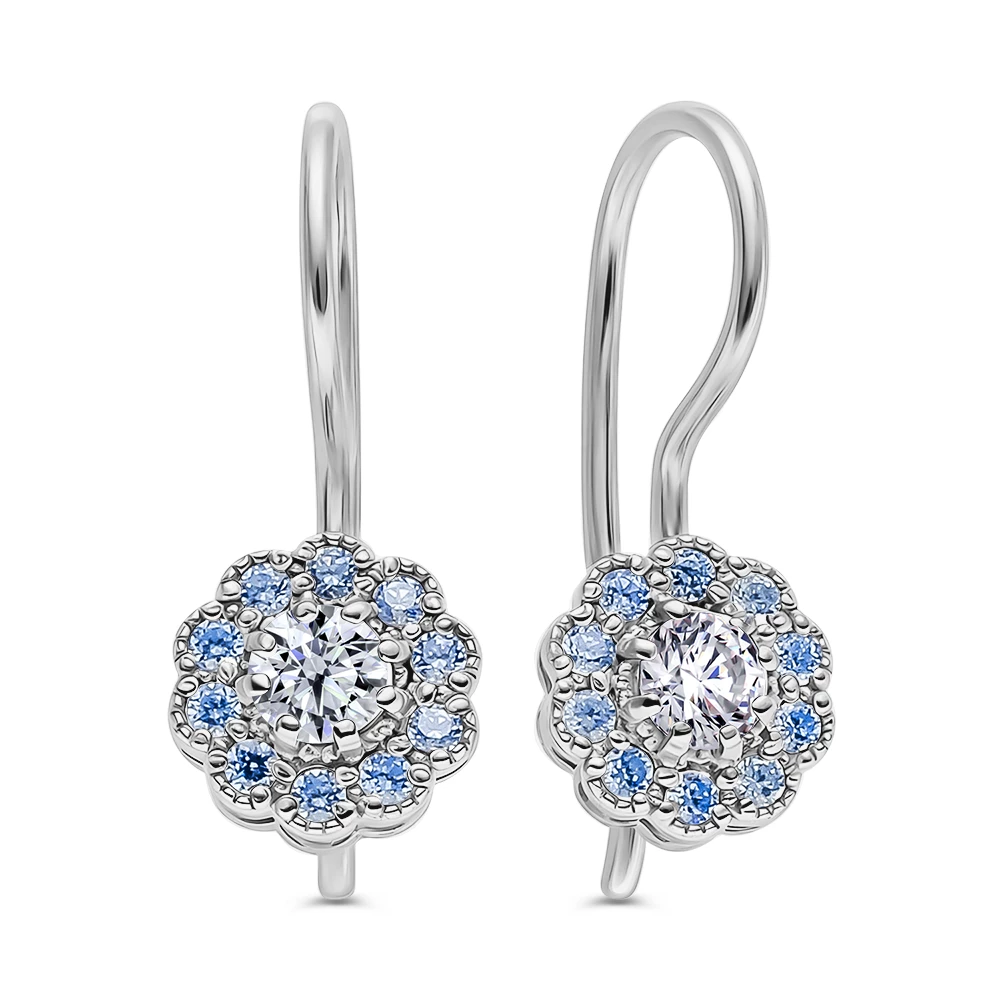 Серьги детские с фианитами из серебра 925 пробы 2