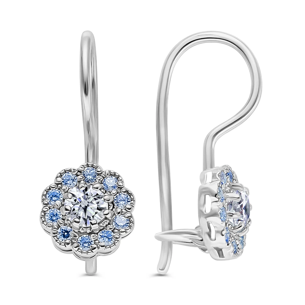 Серьги детские с фианитами из серебра 925 пробы 3