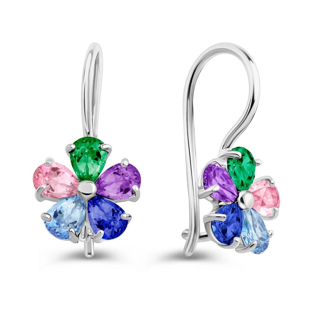 Серьги детские с фианитами из серебра 925 пробы