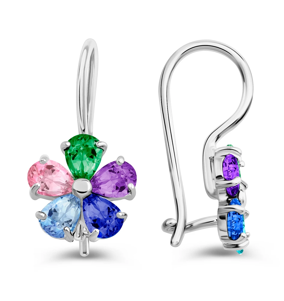 Серьги детские с фианитами из серебра 925 пробы