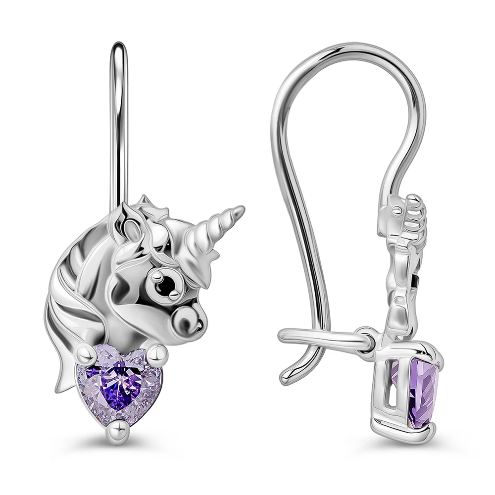 Серьги детские с фианитами из серебра 925 пробы