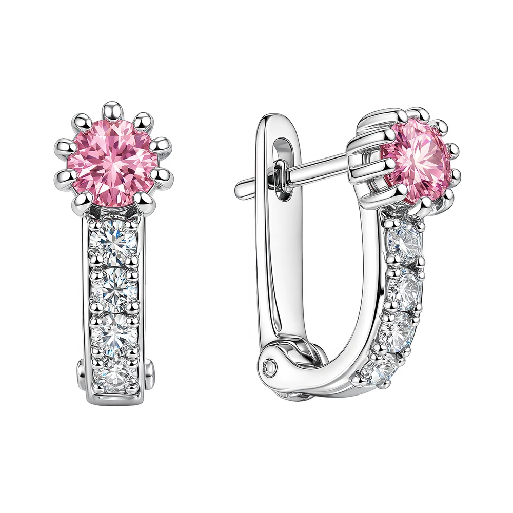 Серьги детские с фианитами из серебра 925 пробы