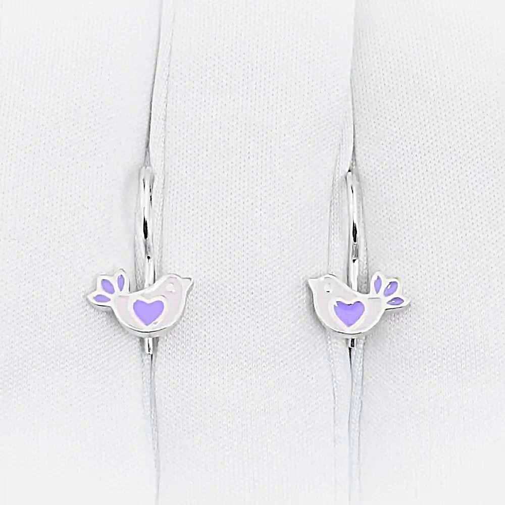 Серьги  Птица детские из серебра 925 пробы 1