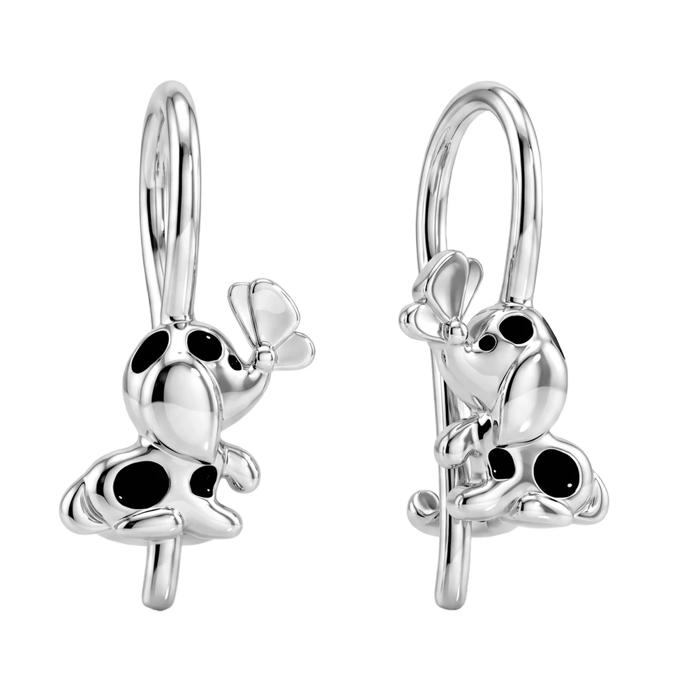 Серьги  Собака детские из серебра 925 пробы
