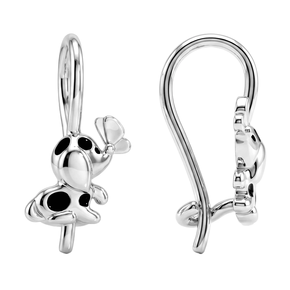 Серьги  Собака детские из серебра 925 пробы