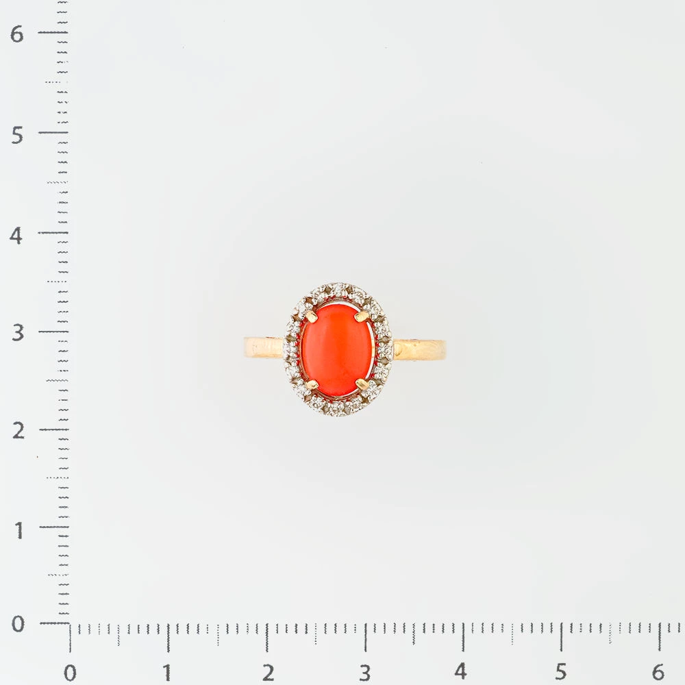 Кольцо с кораллом из красного золота 585 пробы 2