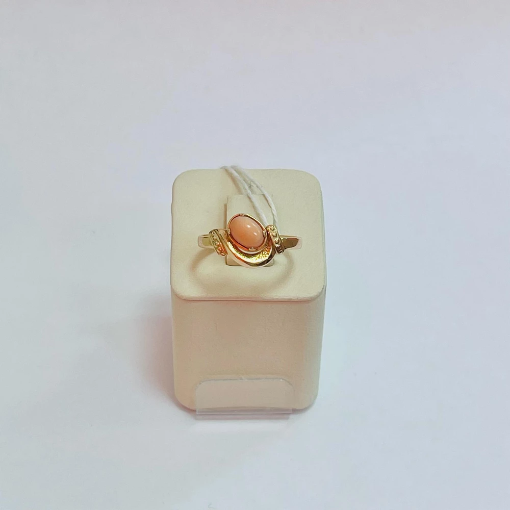 Кольцо с кораллом из красного золота 585 пробы 1