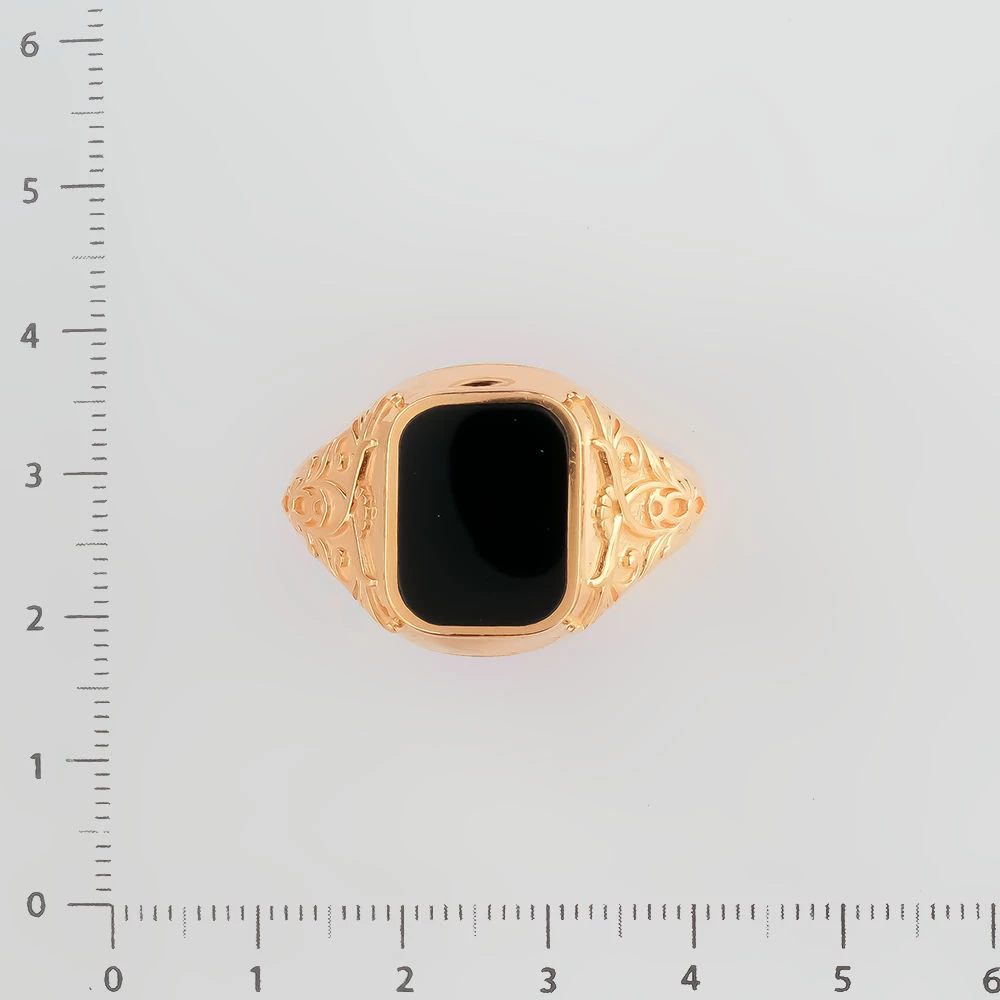 Кольцо с ониксом из красного золота 585 пробы