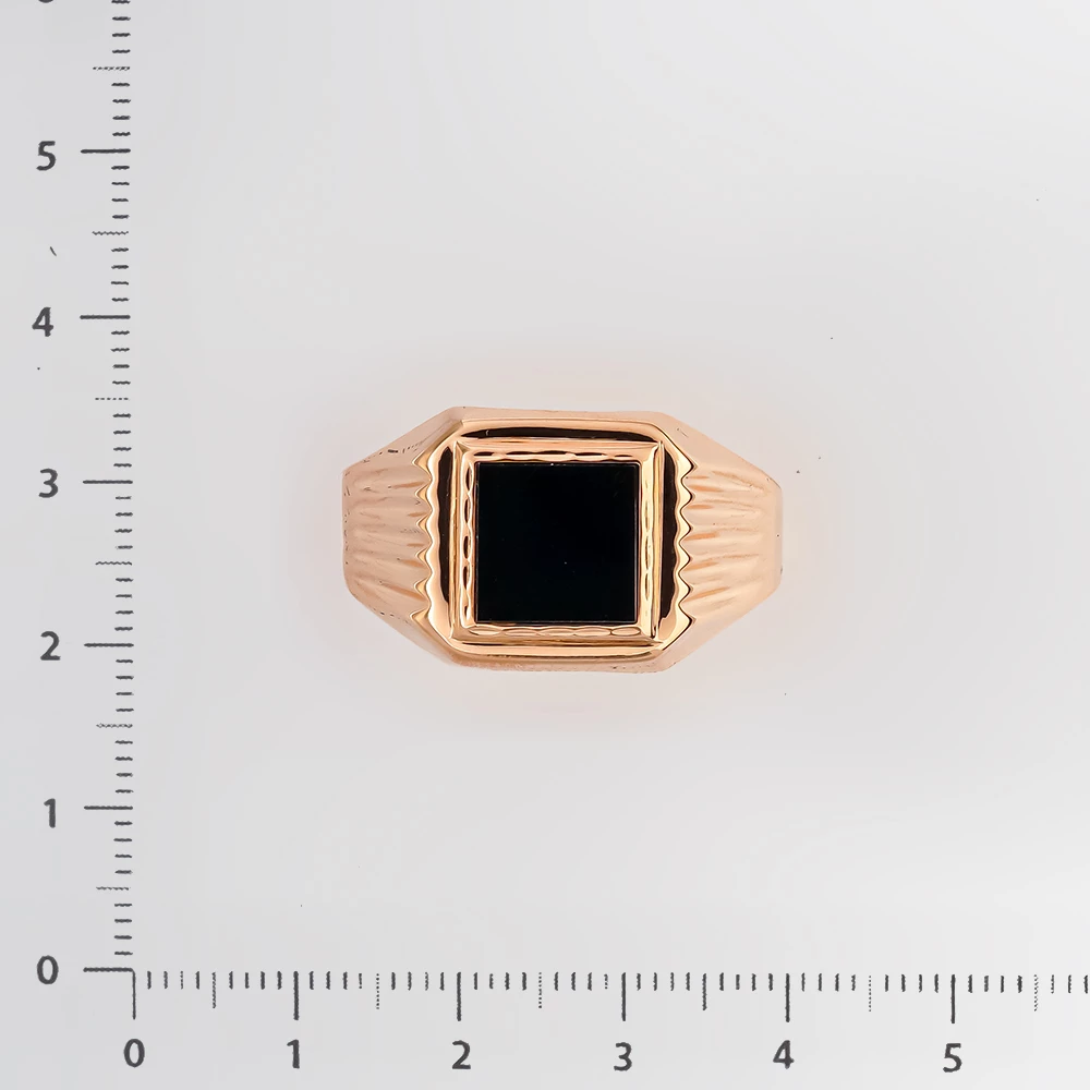Кольцо с ониксом из красного золота 585 пробы