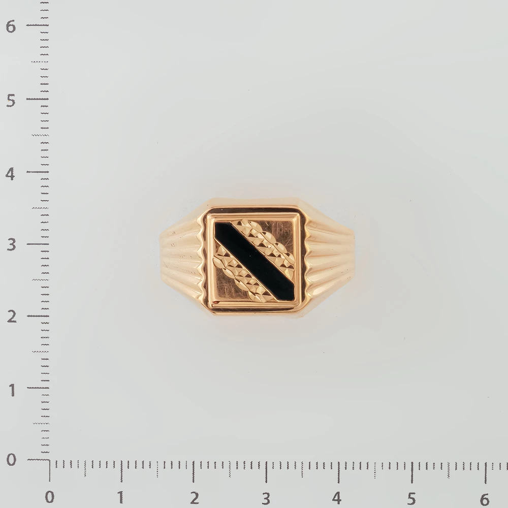 Кольцо с ониксом из красного золота 585 пробы