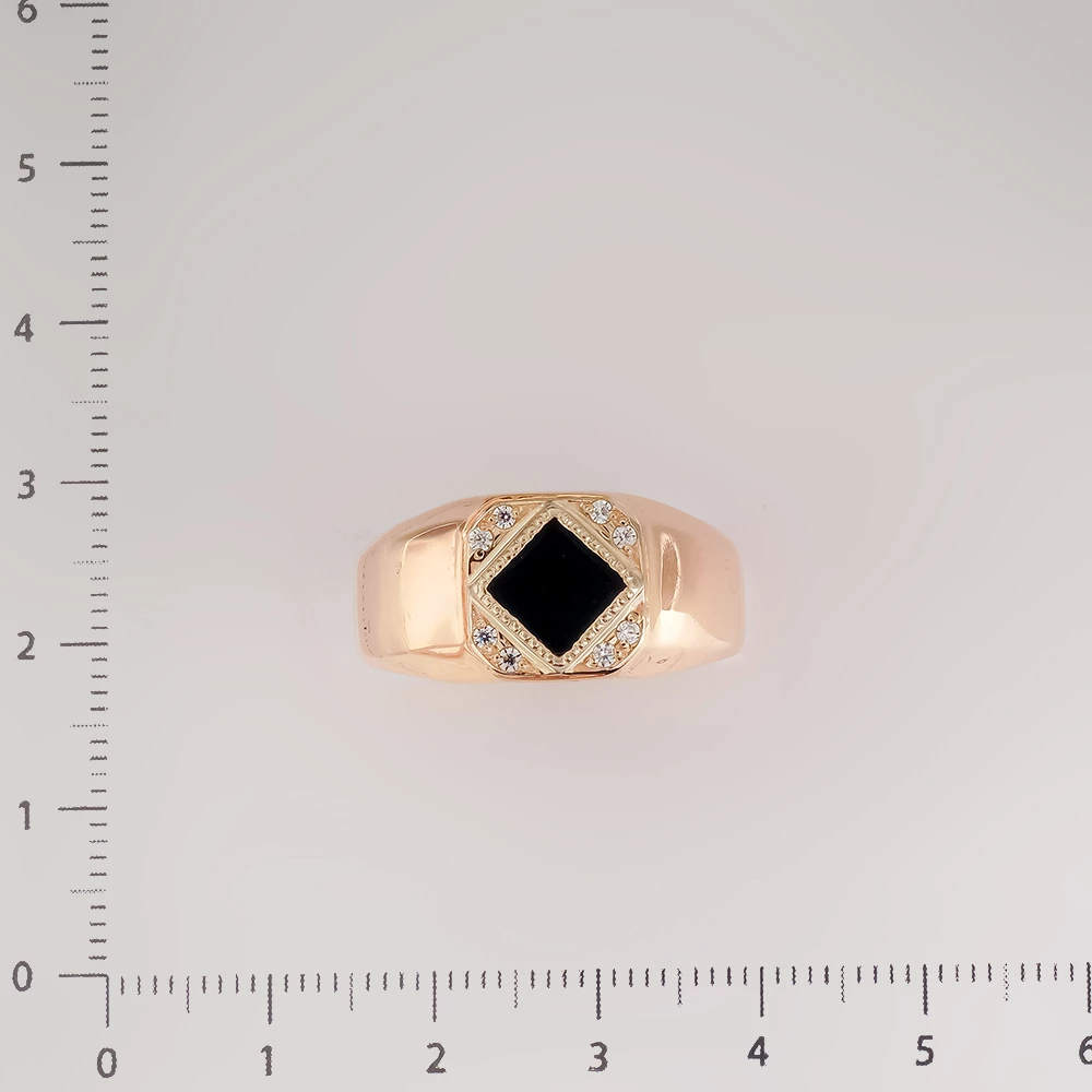 Кольцо с ониксом из красного золота 585 пробы 2