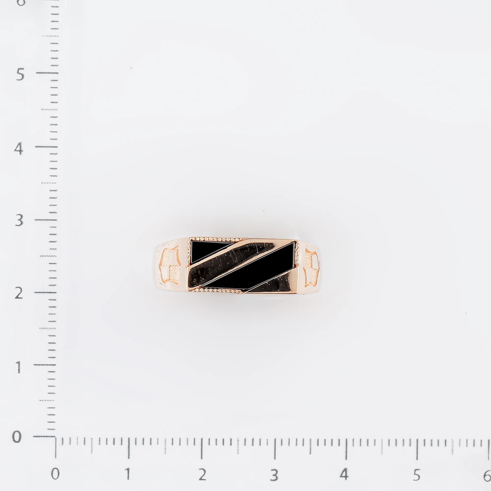 Кольцо с ониксом из красного золота 585 пробы 2