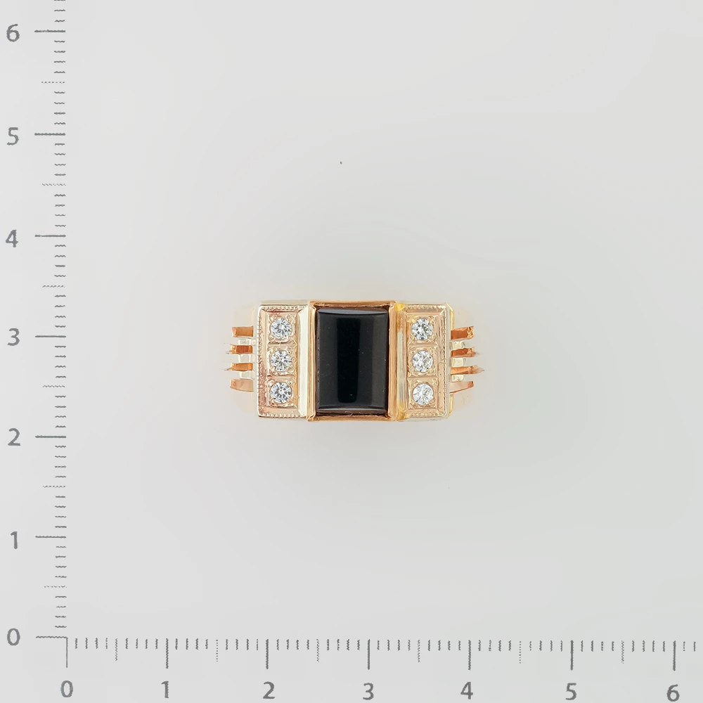 Кольцо с ониксом из красного золота 585 пробы 2