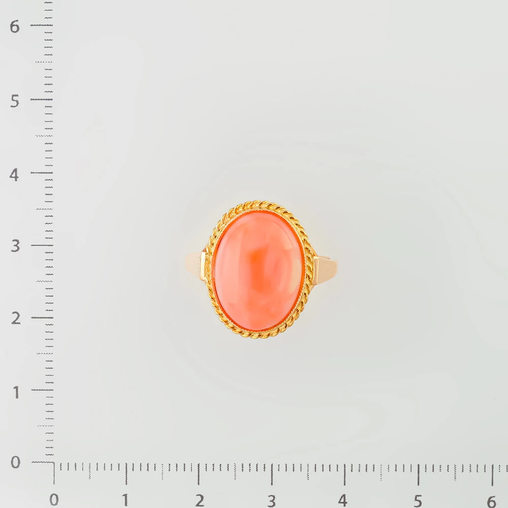 Кольцо с кораллом из красного золота 585 пробы 2