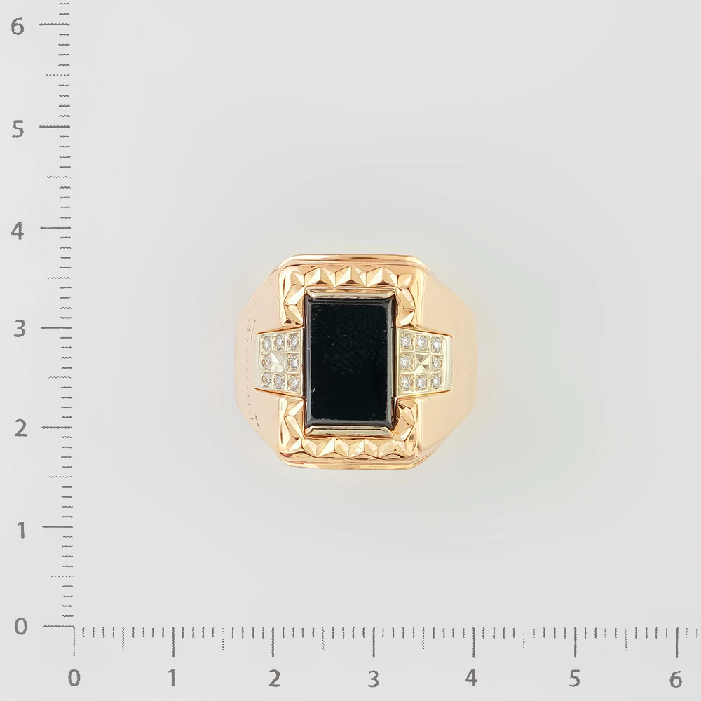 Кольцо с ониксом из красного золота 585 пробы 2