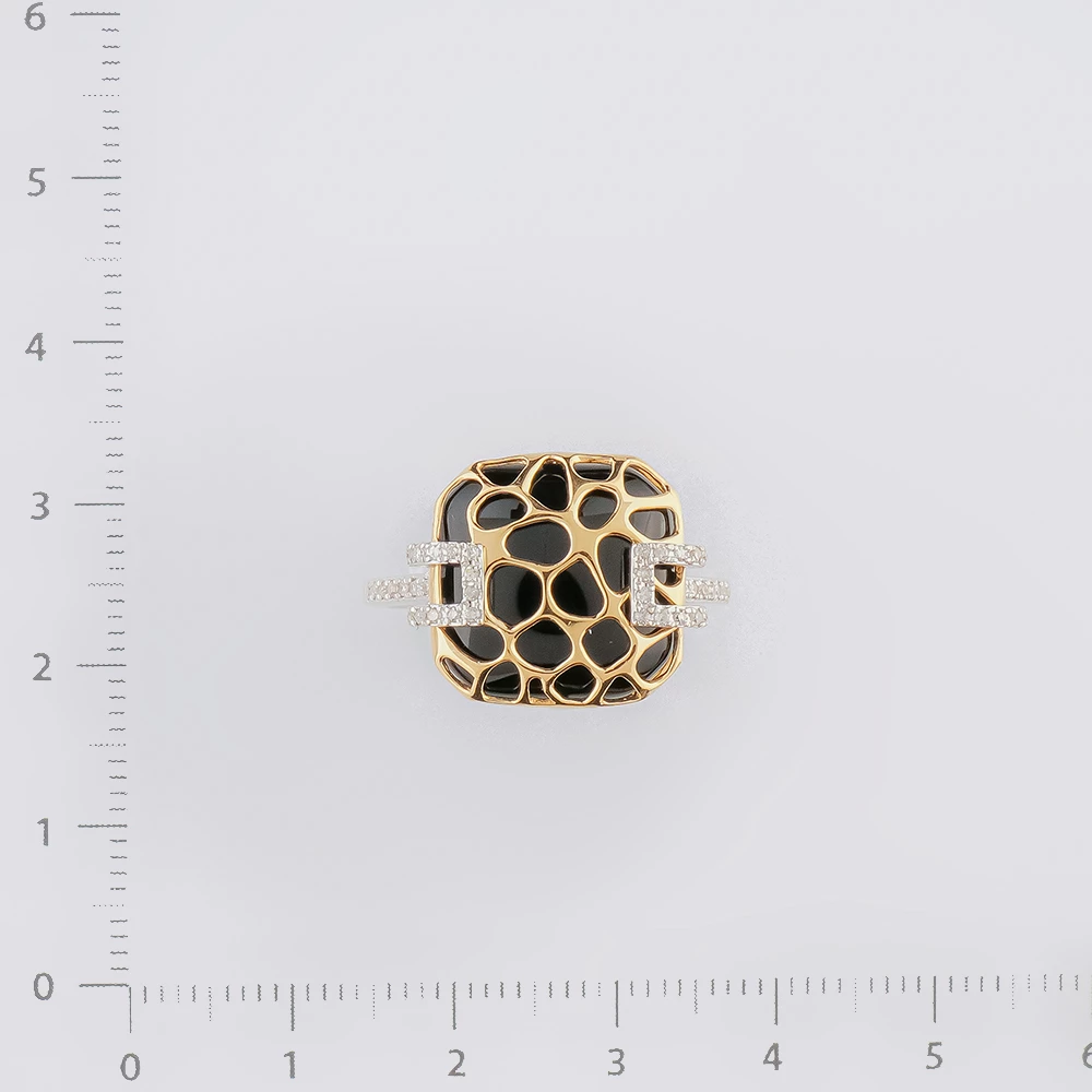 Кольцо с ониксом из желтого золота 585 пробы 2