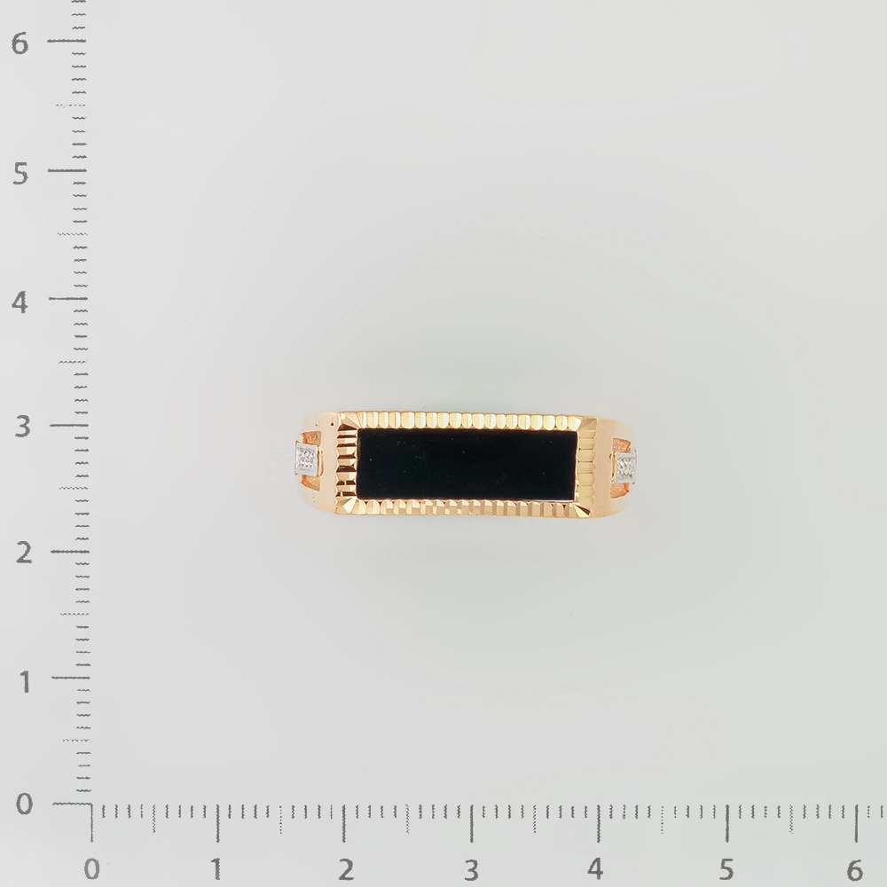 Кольцо с ониксом из красного золота 585 пробы 2