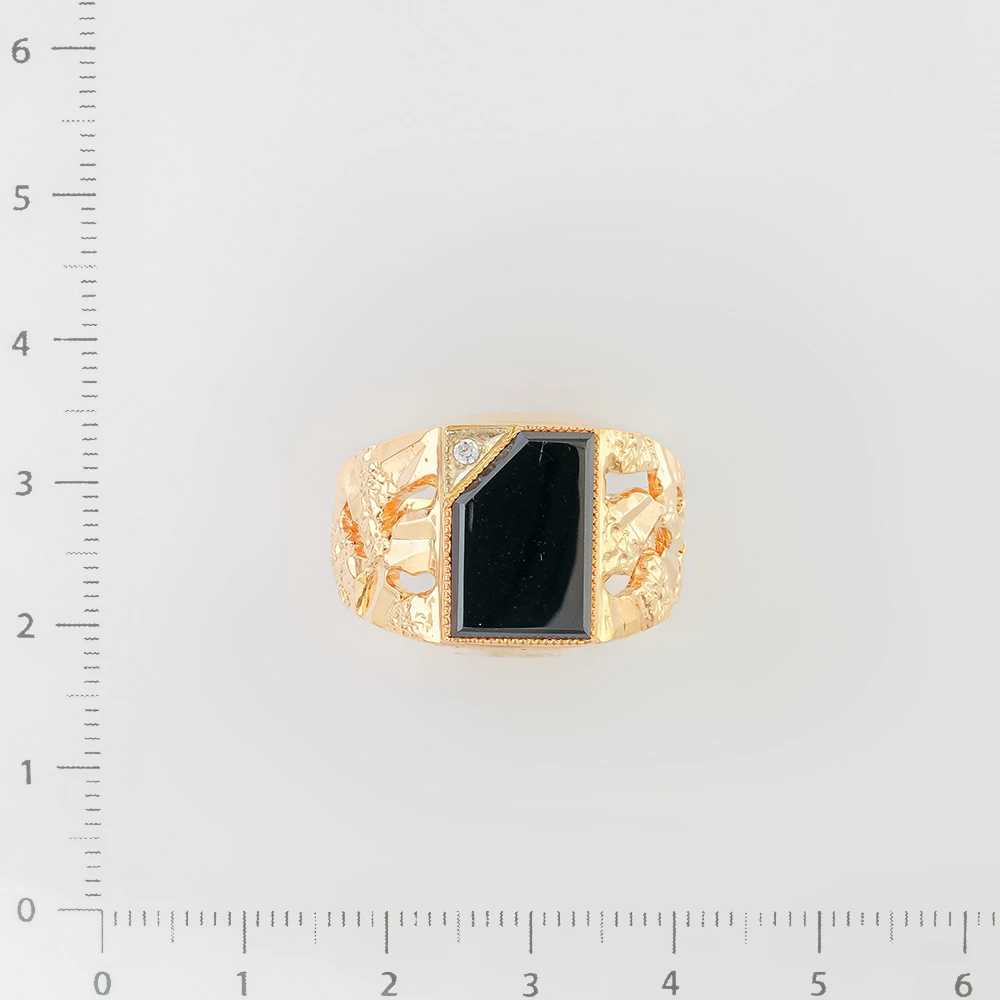Кольцо с ониксом из красного золота 585 пробы 2