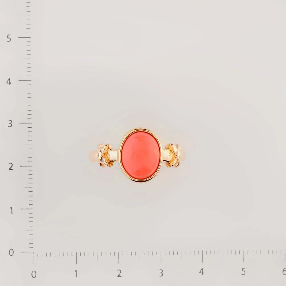 Кольцо с кораллом из красного золота 585 пробы