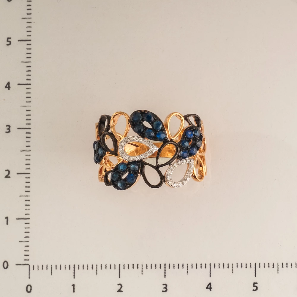 Кольцо с сапфиром из красного золота 585 пробы 2
