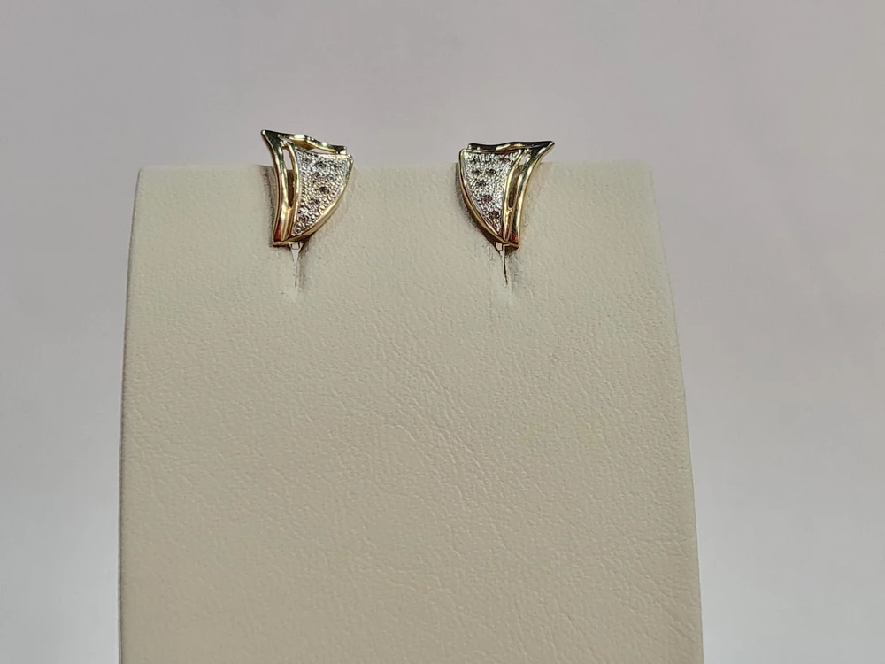 Серьги с фианитом из красного золота 585 пробы 1