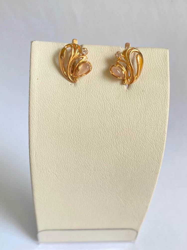 Серьги с фианитом из красного золота 585 пробы 1