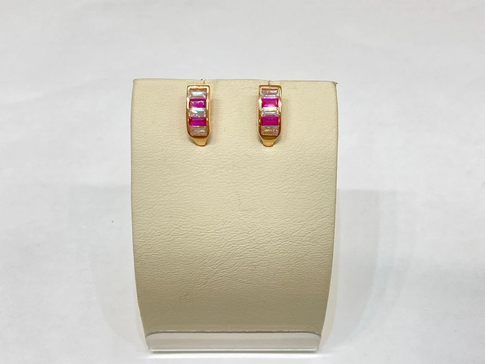 Серьги с фианитом из красного золота 585 пробы 1
