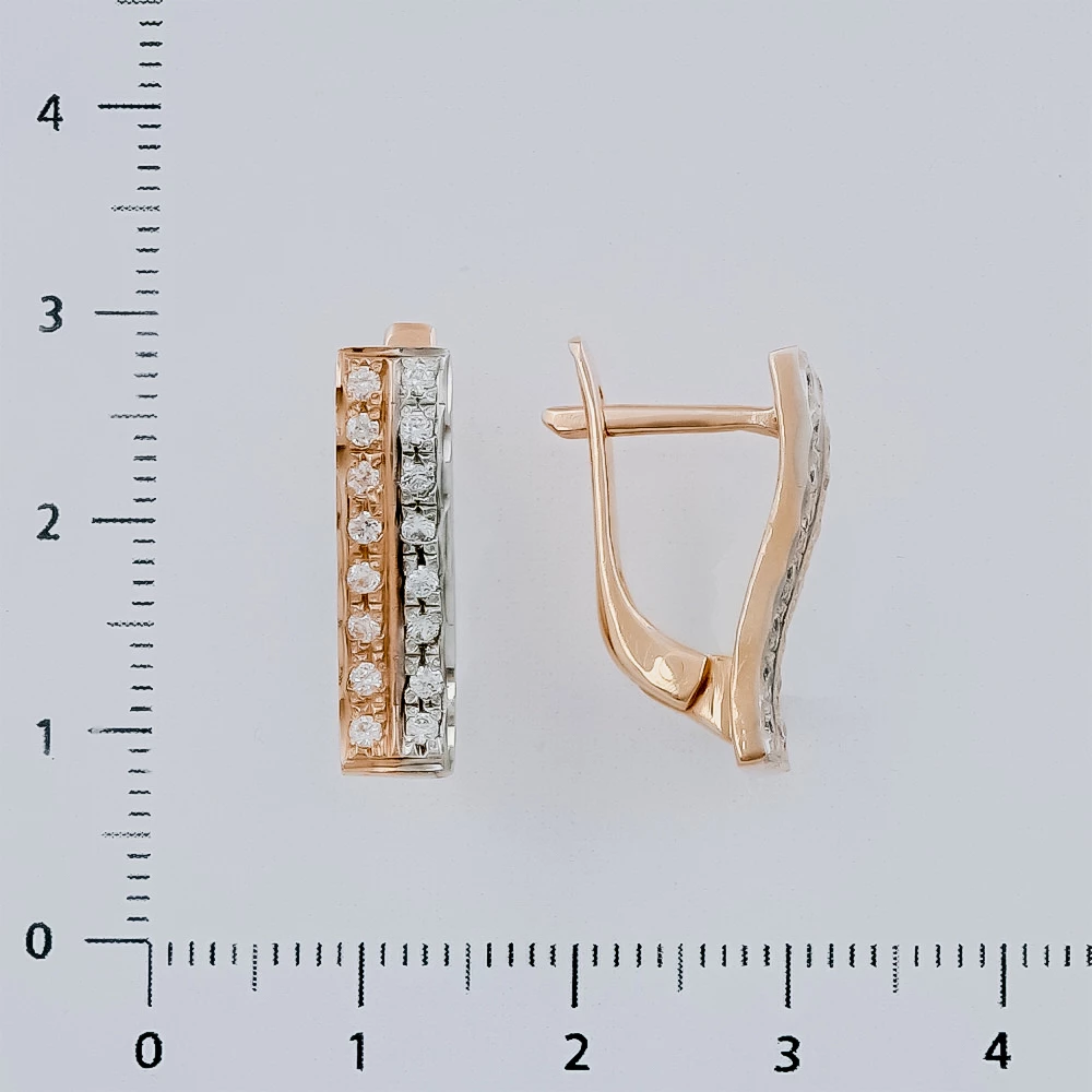 Серьги с фианитом из красного золота 585 пробы 2